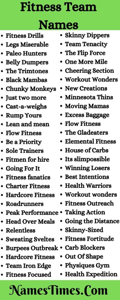 Fitness Team Names: 286+ Best Names For Your Fitness Challenge Team