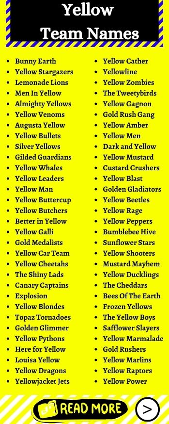 Yellow Team Names1